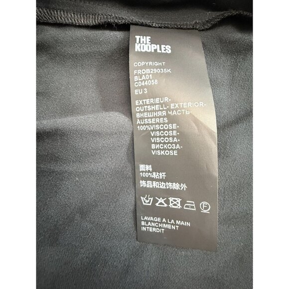 NWT The Kooples Black Long Ruffle Slip Dress‎ Asymmetrical Hem Size US 8 - Picture 5 of 13